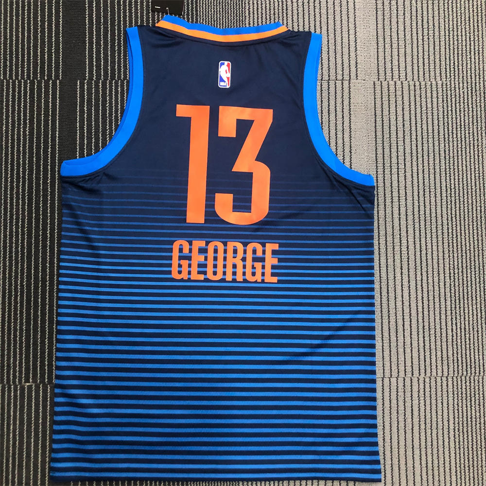 NBA Oklahoma City Thunder V-Neck Deep Blue Jersey GEORGE#13 S-XXL