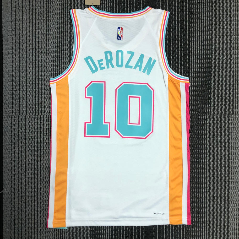 NBA San Antonio Spurs V-Neck White 75th Anniversary jersey DeROZAN#10 S-XXL