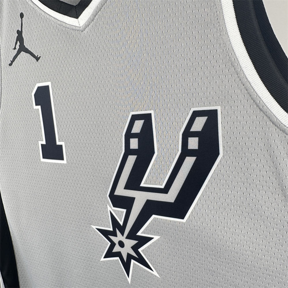 NBA San Antonio Spurs 2021 V-Neck Grey jersey WENBANYAMA#1 S-XXL