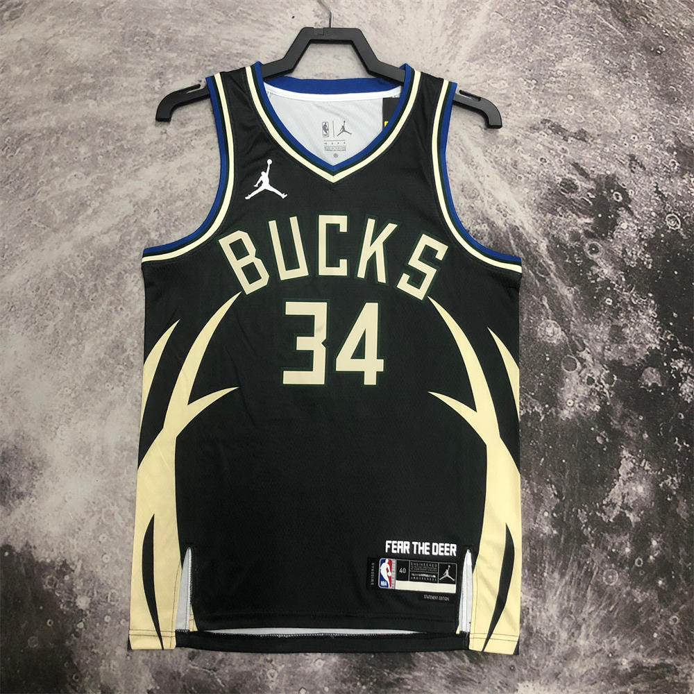 NBA Milwaukee Bucks V-Neck JORDAN Edition Black jersey ANTETOKOUNMPO#34 S-XXL