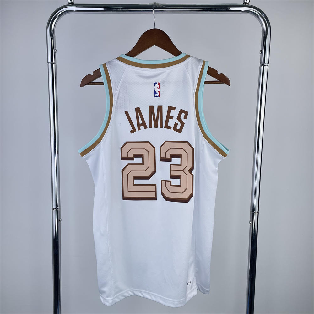 NBA Cleverland Cavaliers Round Neck White jersey JAMES#23 S-XXL