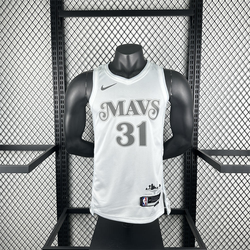 NBA Dallas Mavericks 24/25 City Edition V-Neck White Jersey THOMPSON#31 S-XXL