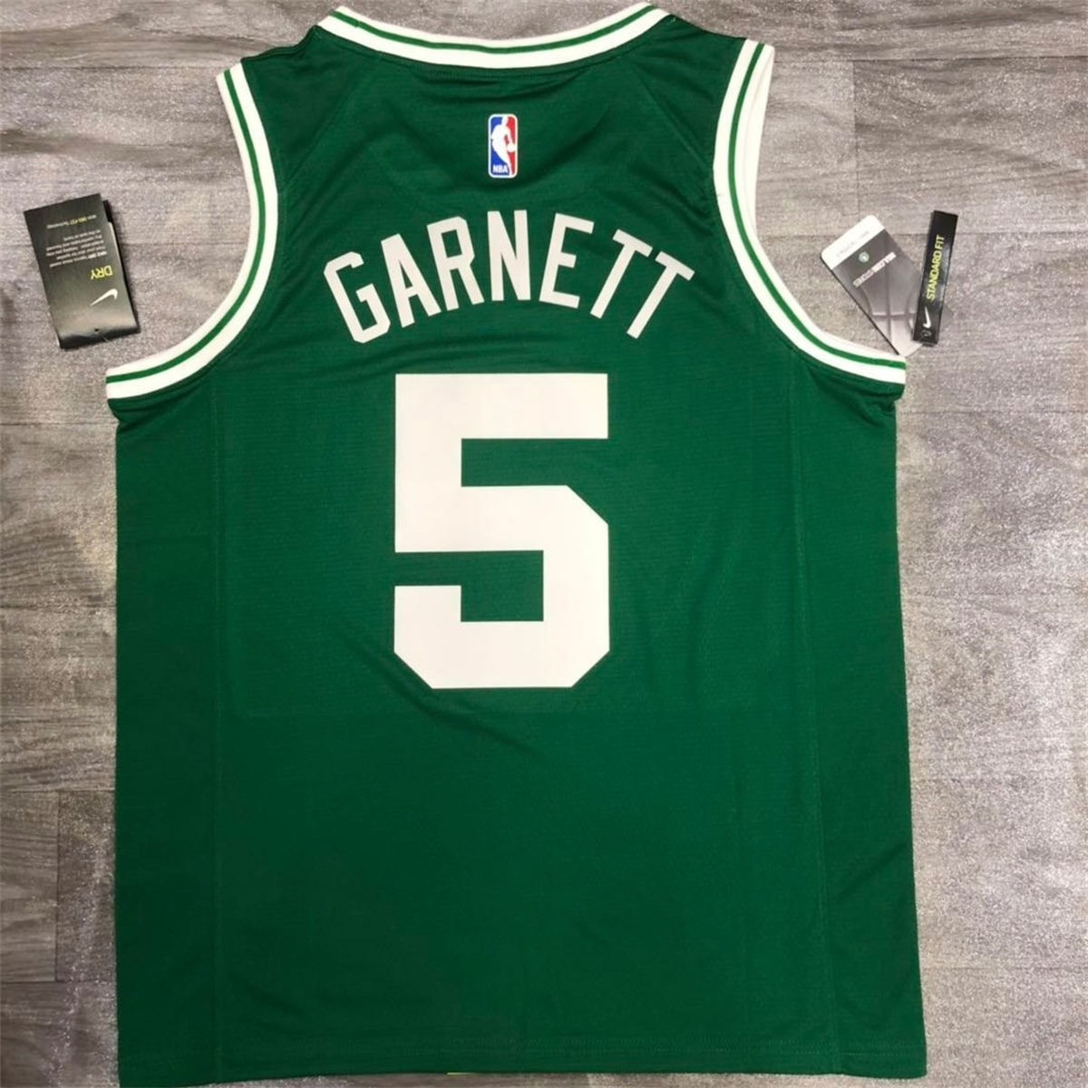 NBA Boston Celtics round neck Retro Green Jersey Garnrtt#5 S-XXL