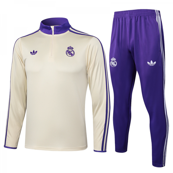 202526 Real Madrid Apricot Long-sleeved half-pull training kit Football team kit