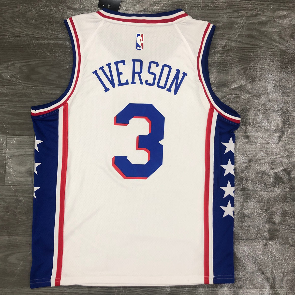 NBA Philadelphia 76ers V-Neck White Jersey IVERSON#3 S-XXL