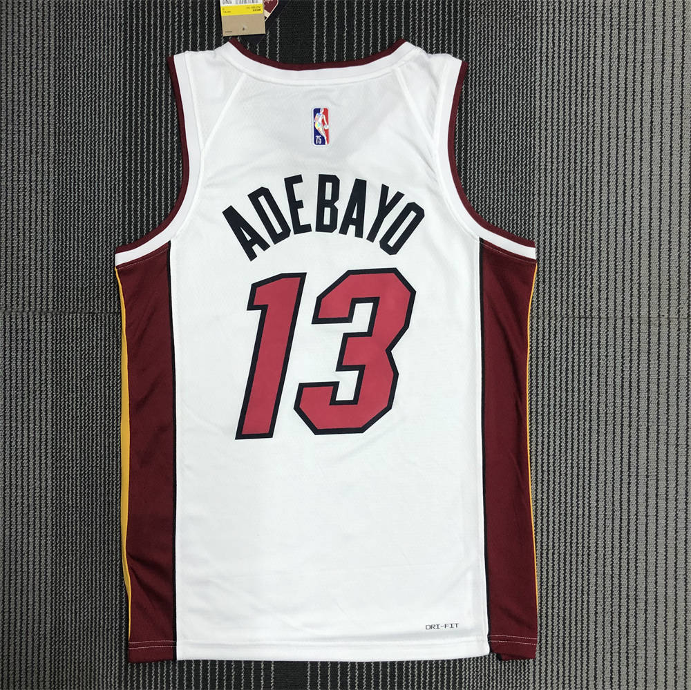NBA Miami Hearts V-Neck White 75th Anniversary Jersey ADEBAYO#13 S-XXL