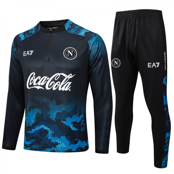 24/25 Naples Black Long-sleeved half-pull training kit Football team kit