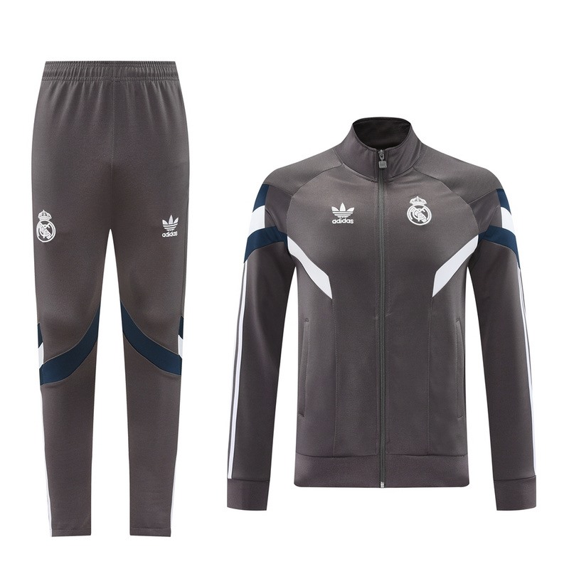 2024 Real Madrid grey Jacket Training Suit Set Football Team Shirt Sports Fashion