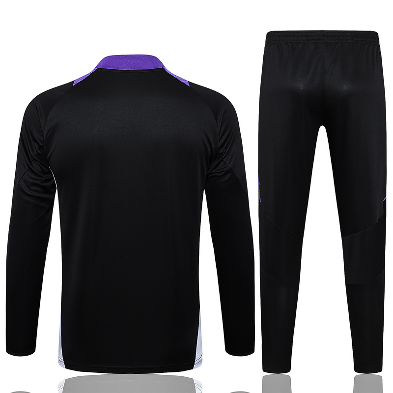 24/25 Real Madrid Black Long-sleeved half-pull training kit Football team kit
