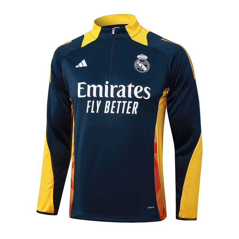 24/25 Real Madrid Royal blue Long-sleeved half-pull training kit Football team kit