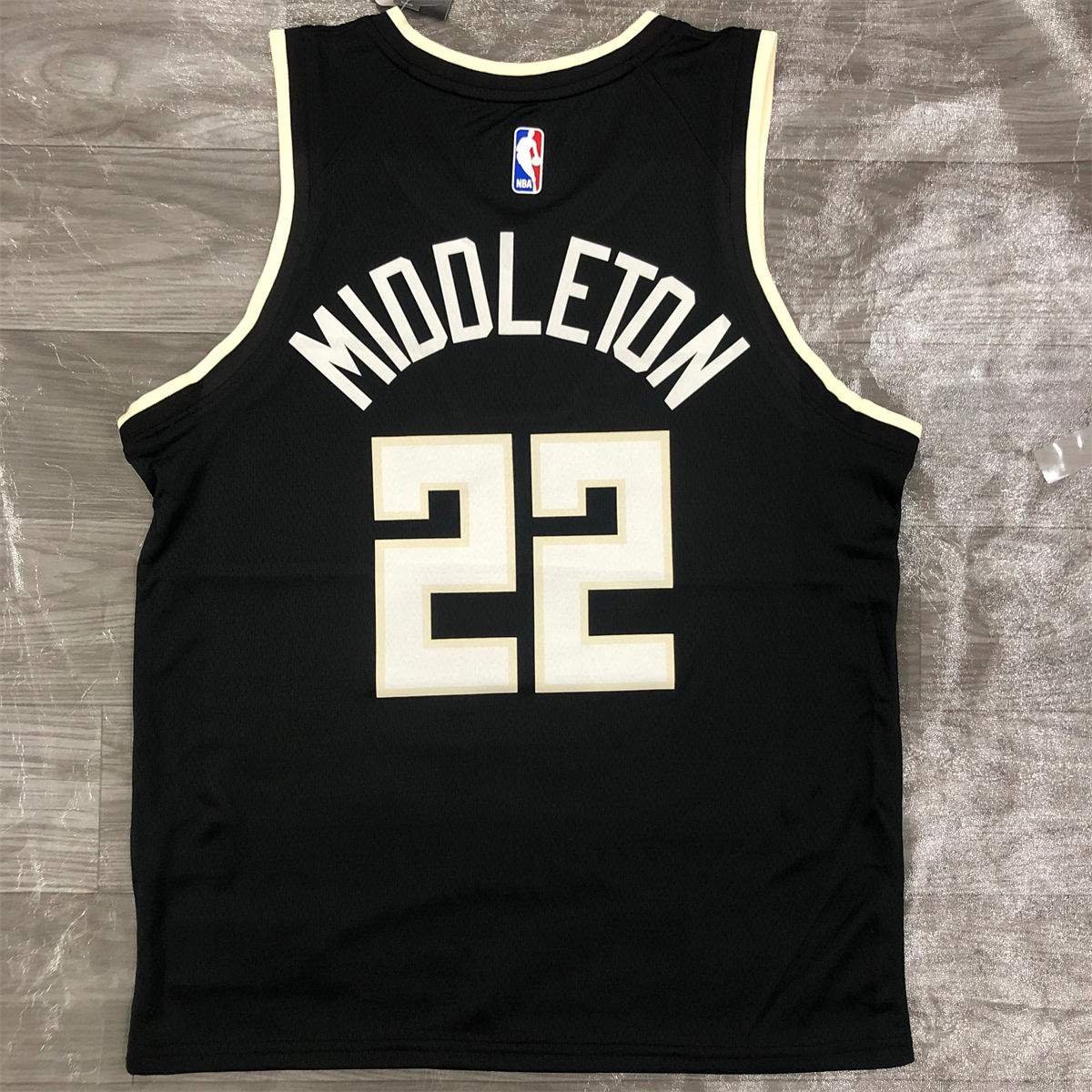 NBA Milwaukee Bucks V-Neck Black jersey MIDDLETON#22 S-XXL