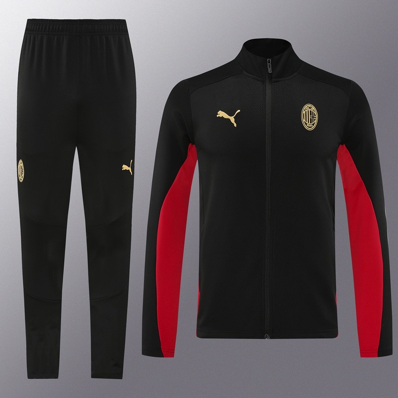 2024 AC Milan Black Red Jacket Training Suit Set Football Team Shirt Sports Fashion