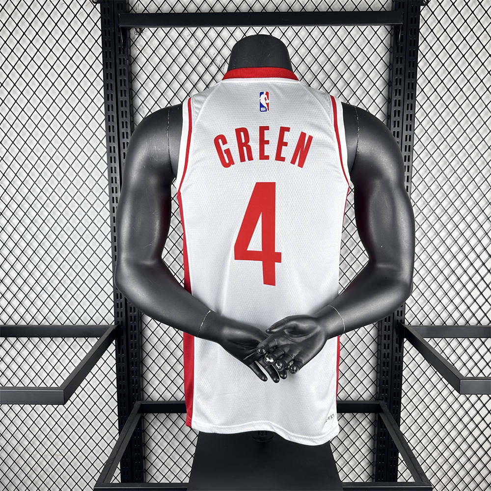 NBA Houston Rockets V-Neck White Jersey GREEN#4 S-XXL