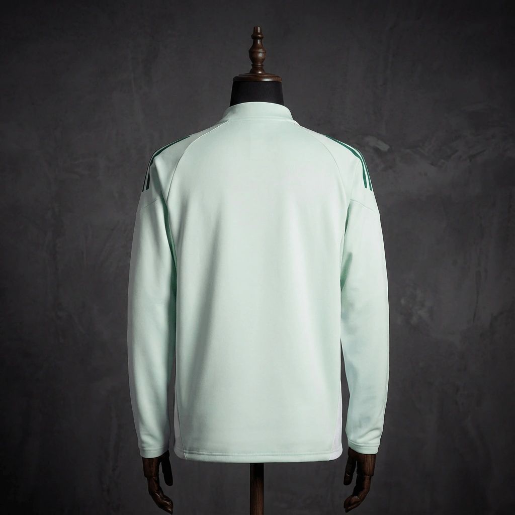 2025/26 Zaragoza Half-Pull long Sleeve Light Green Hoodie