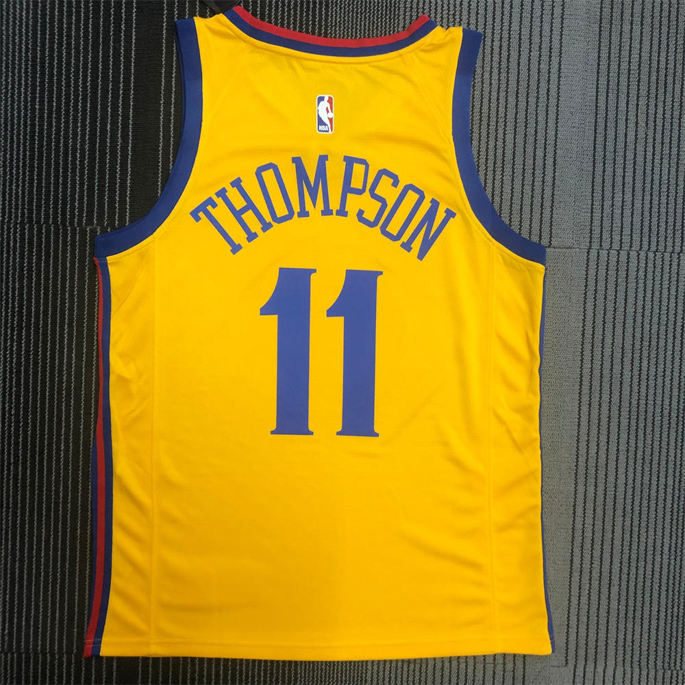 NBA Golden State Warriors V-Neck Yellow Jersey THOMPSON#11 S-XXL