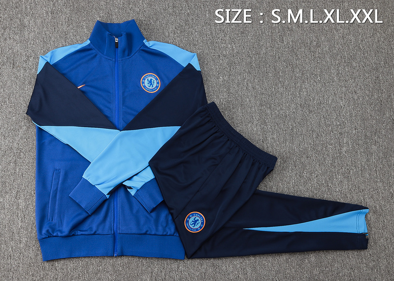 2024/25 Chelsea Blue Jacket Training Suit Set Football Team Shirt Sports Fashion