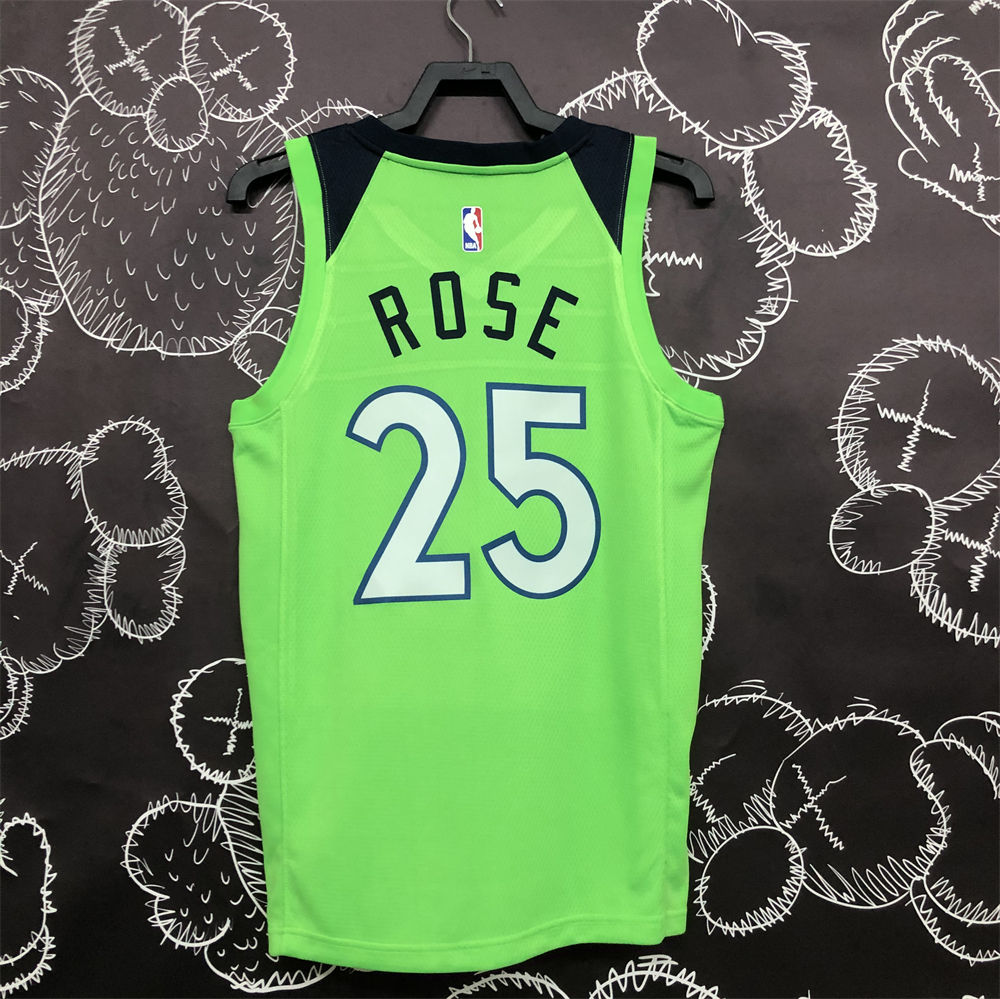 NBA Minnesota Timberwolves V-Neck Green ROSE#25 Jersey S-XXL