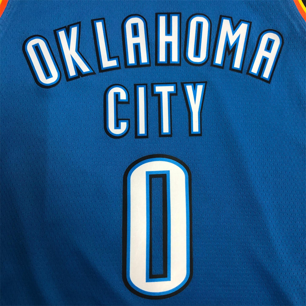 NBA Oklahoma City Thunder V-Neck Blue Jersey WESTBROOK#0 S-XXL