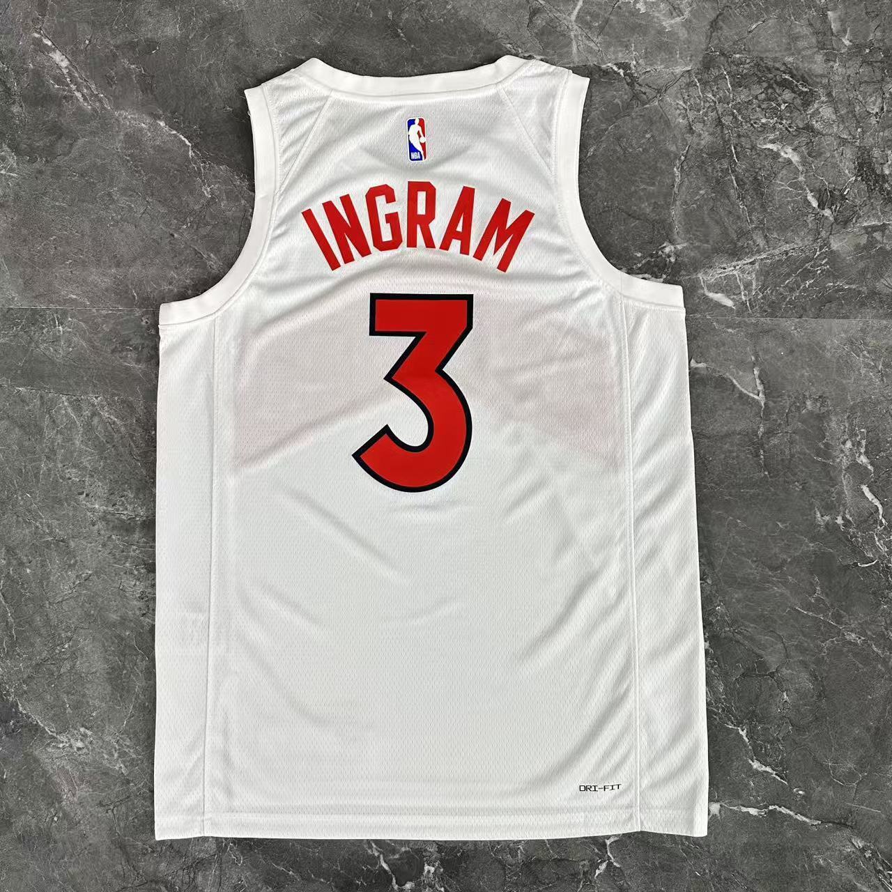 NBA Toronto Raptors V-Neck White Jersey INGRAM#3