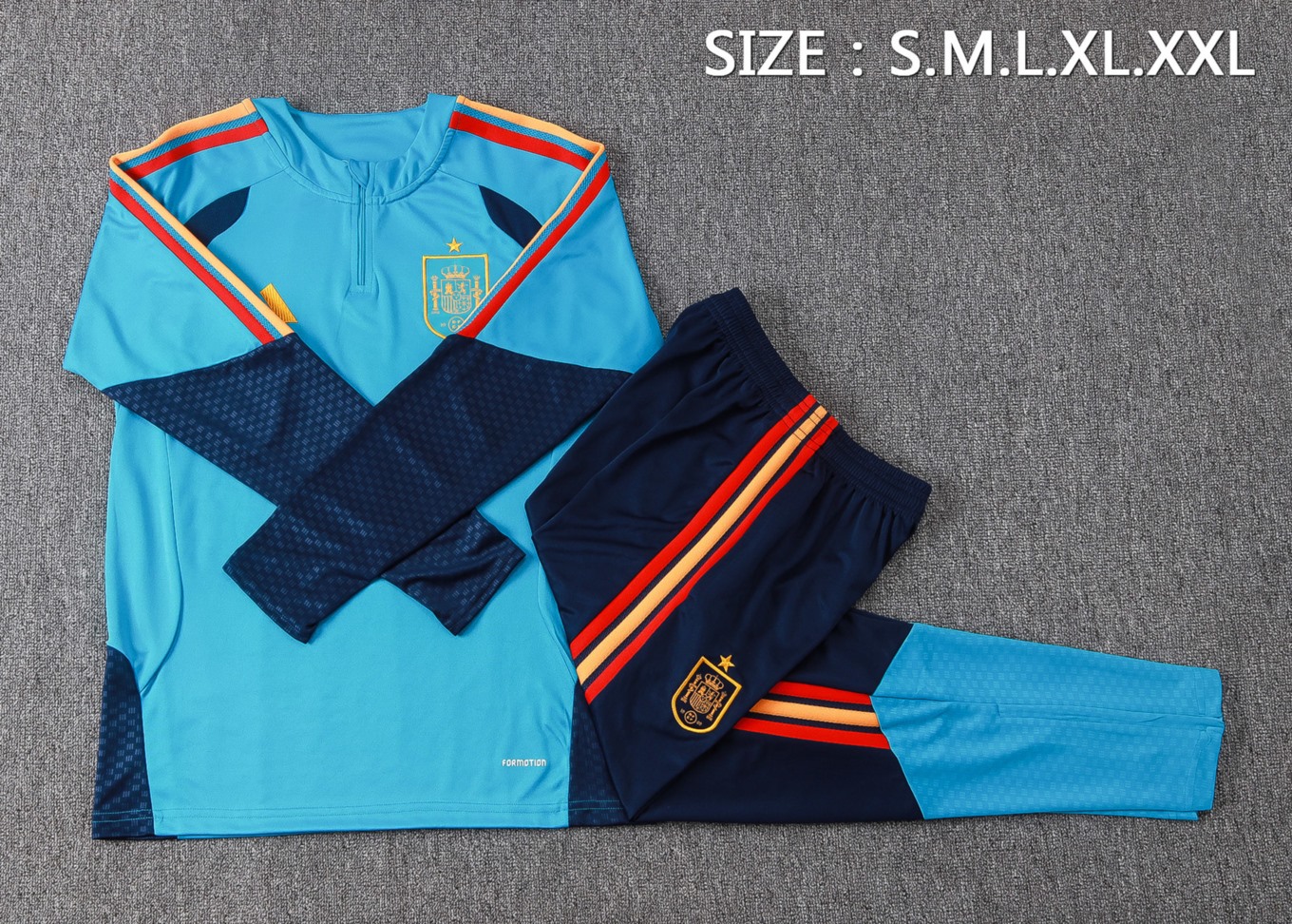2026 Spain Sky blue Long-sleeved half-pull training kit