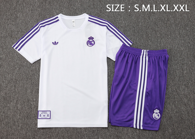 2025/26 Real Madrid White Training Set Shirt and Shorts