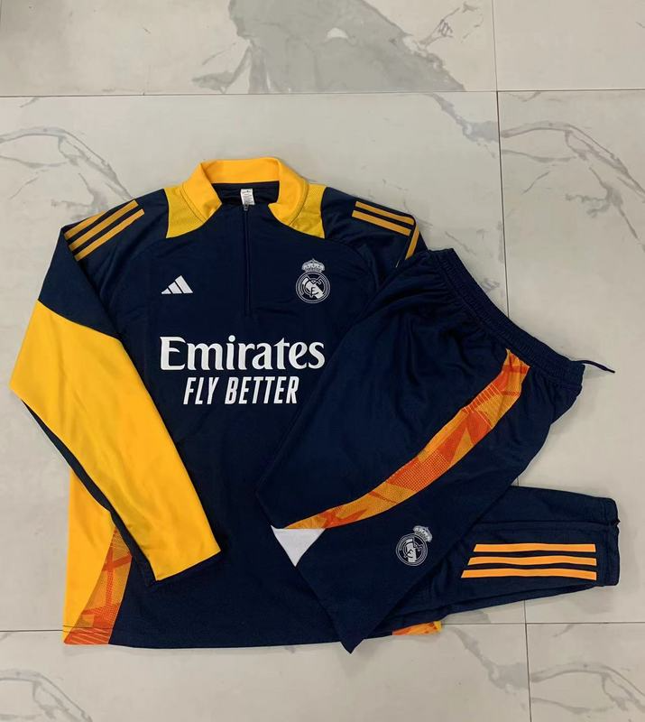 24/25 Real Madrid Royal blue Long-sleeved half-pull training kit Football team kit