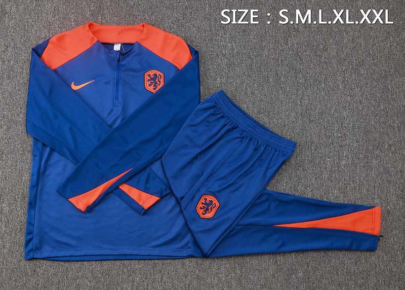 24/25 Netherlands Colorful Blue Long-sleeved half-pull training kit Football team kit