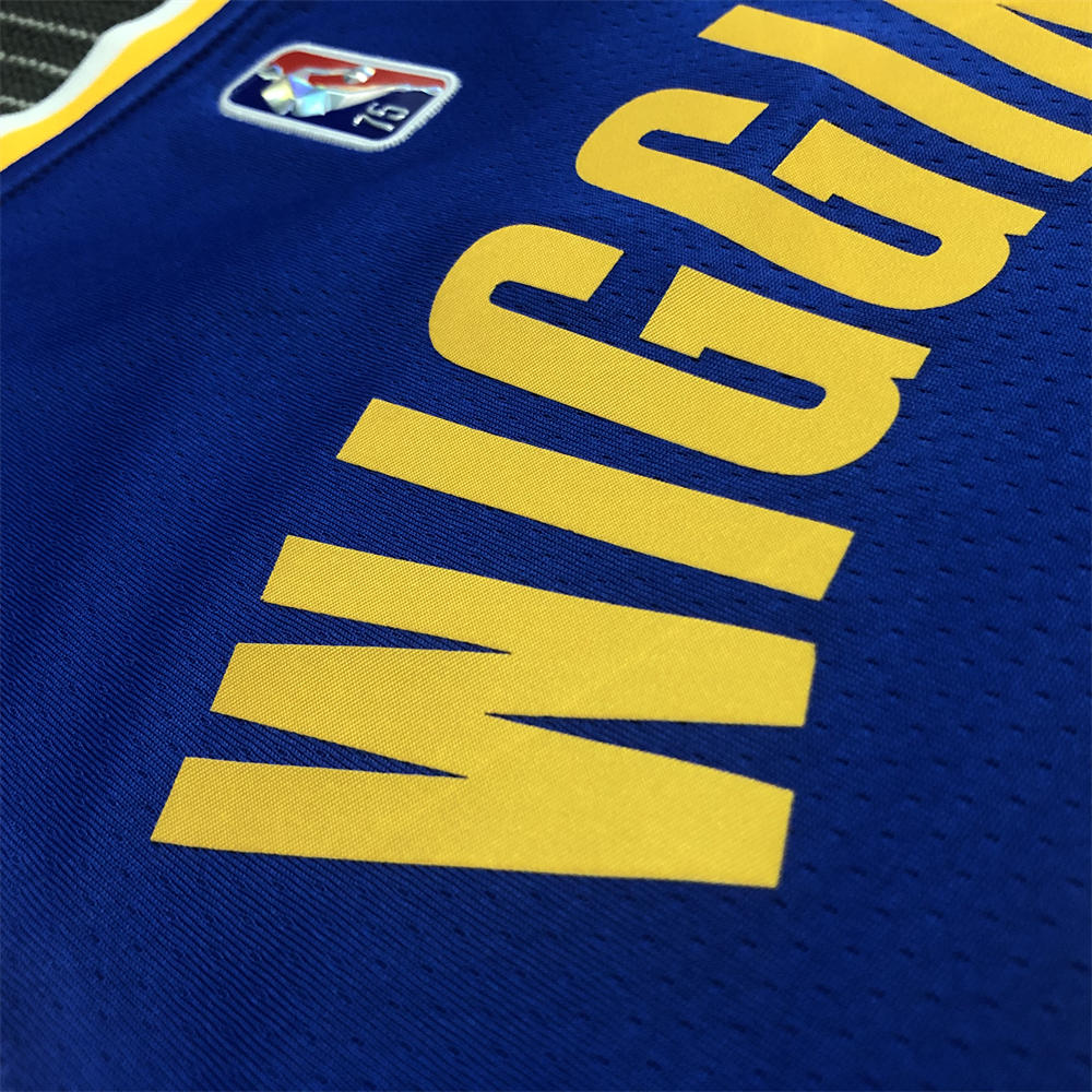 NBA Golden State Warriors V-Neck 75th anniversary Blue Jersey WIGGINS#22 S-XXL