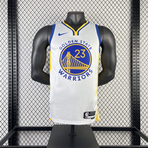 NBA Golden State Warriors 2023 V-Neck White Jersey GREEN#23 S-XXL