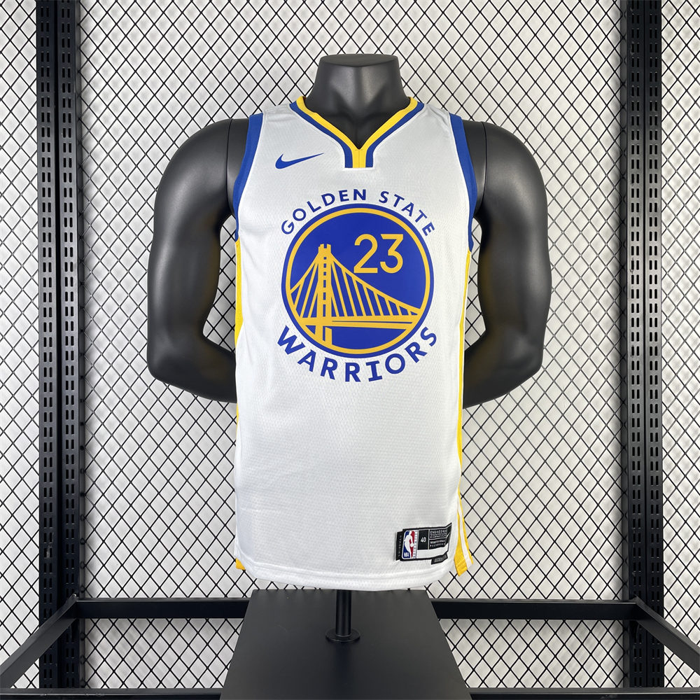 NBA Golden State Warriors 2023 V-Neck White Jersey GREEN#23 S-XXL