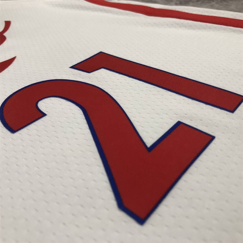 NBA Philadelphia 76ers Round Neck White Jersey EMBIID#21 S-XXL