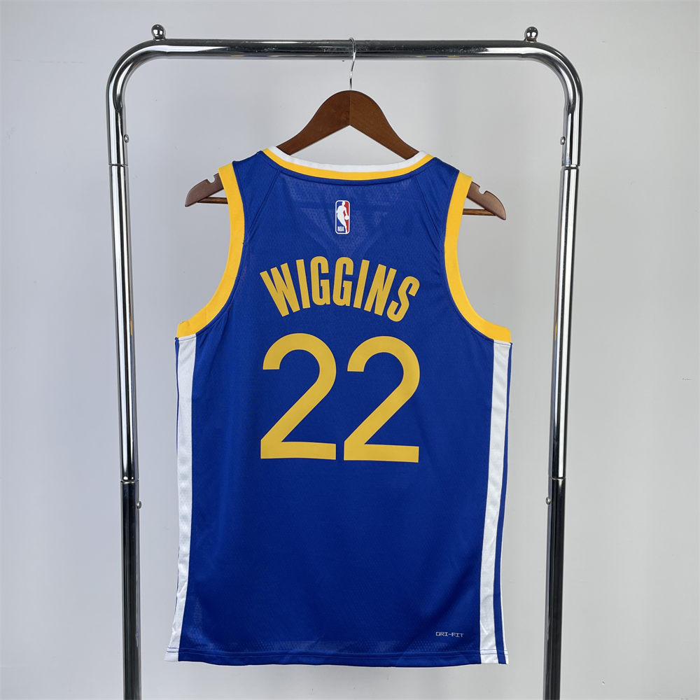 NBA Golden State Warriors 2023 V-Neck Blue Jersey WIGGINS#22 S-XXL