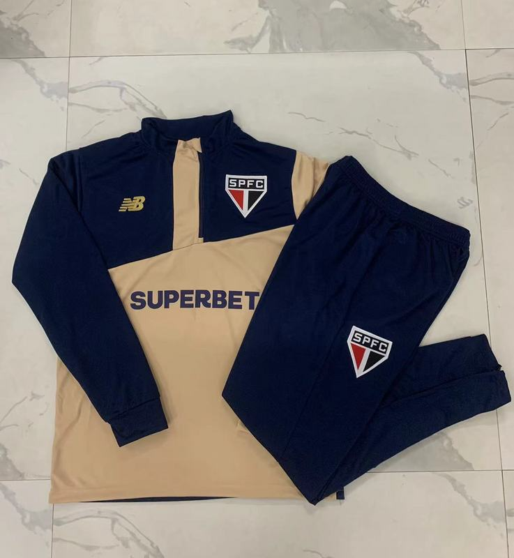24/25 Sao Paulo Royal blue Yellow Long-sleeved half-pull training kit Football team kit