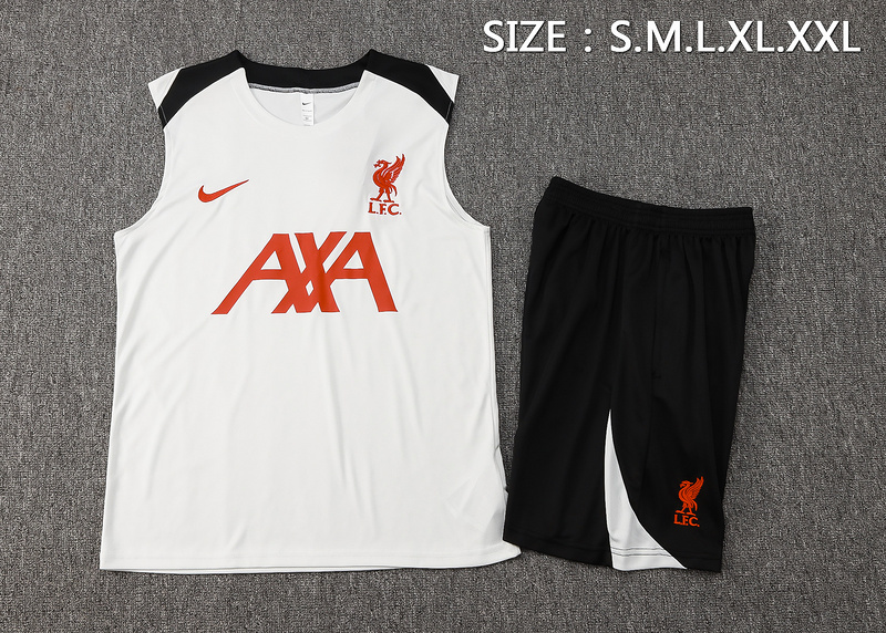 24/25 Liverpool White Training Set Shirt and Shorts