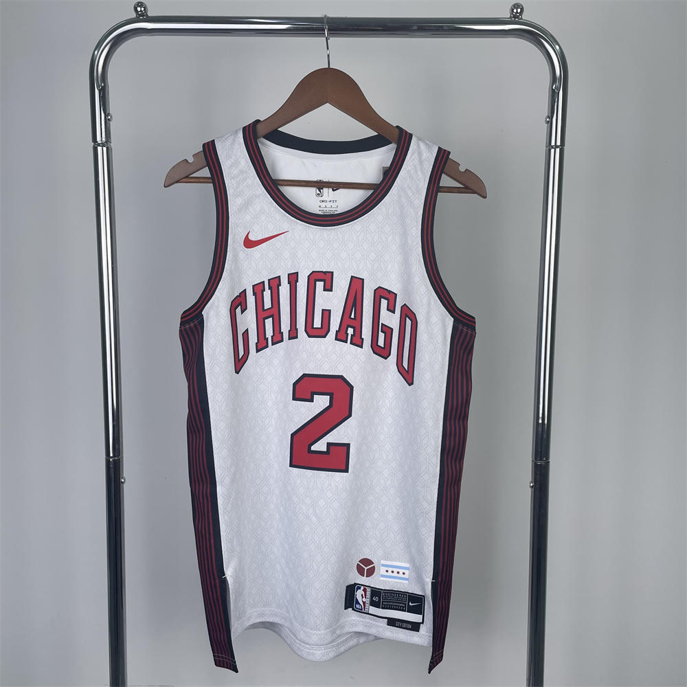 NBA Chicago Bulls Round Neck White Jersey BALL#2 S-XXL