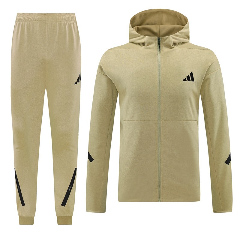 2024 Adidas Khaki Hoodie Jacket Kit Set Football Team Shirt Sports Fashion