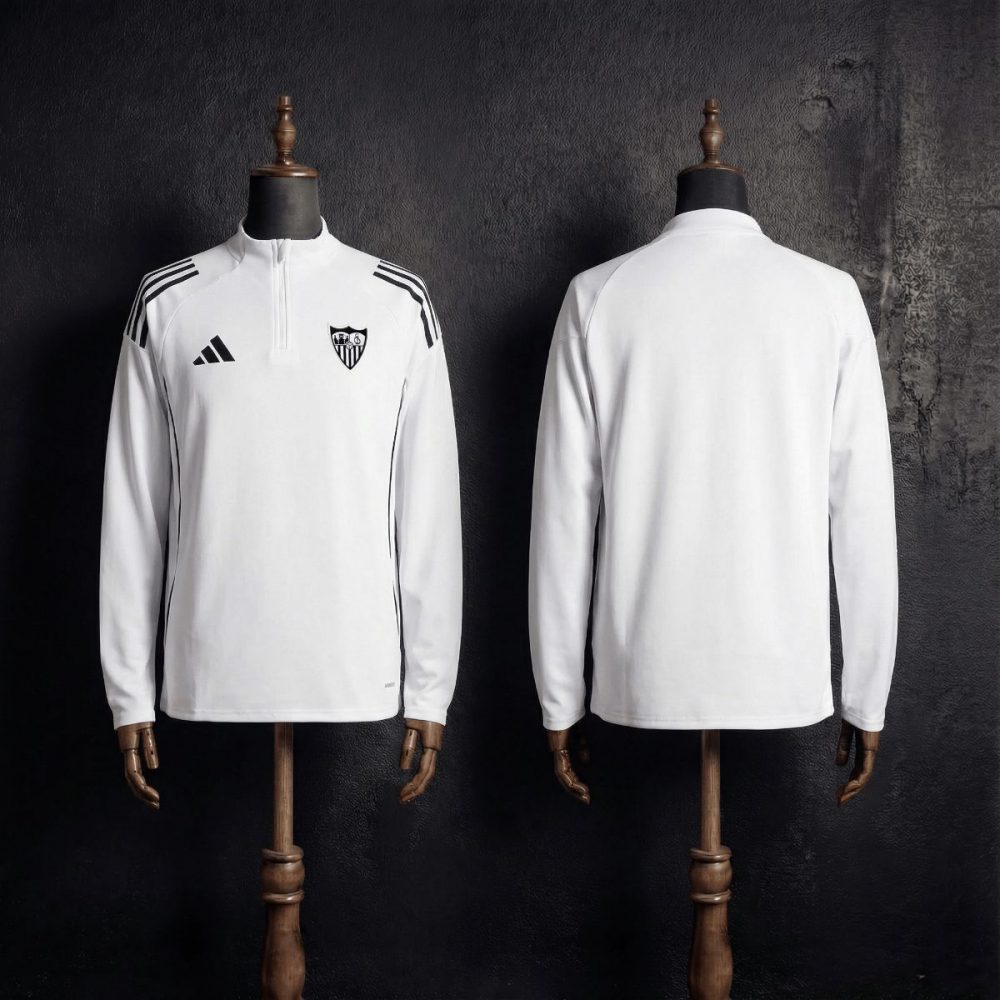 2025/26 Sevilla Half-Pull long Sleeve White Hoodie