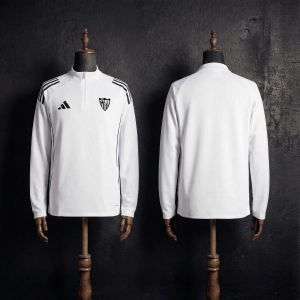 2025/26 Sevilla Half-Pull long Sleeve White Hoodie