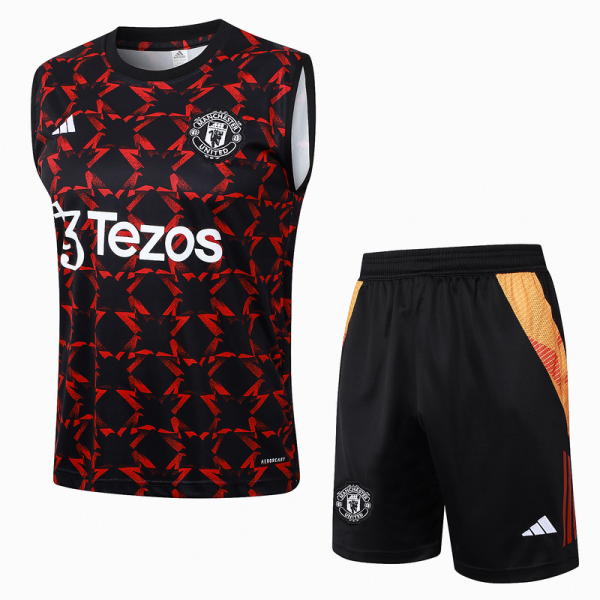 24/25 Manchester United Black red Training Set Shirt and Shorts