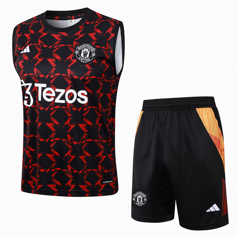 24/25 Manchester United Black red Training Set Shirt and Shorts