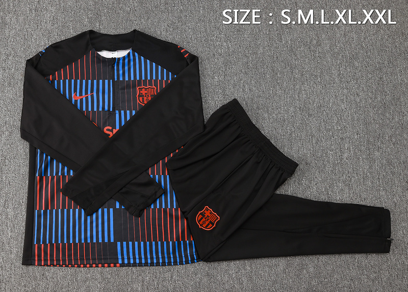 24/25 Barcelona Black Long-sleeved half-pull training kit Football team kit