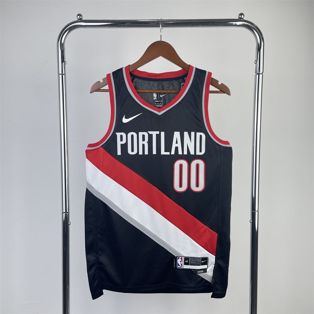 NBA Portland Trail Blazers 2023 V-Neck Black jersey HENDERSON#00 S-XXL