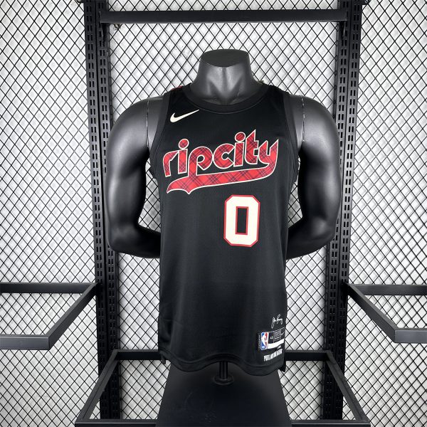 NBA Portland Trail Blazers 2024 Round Neck Black Jersey LILLARD#0 S-XXL