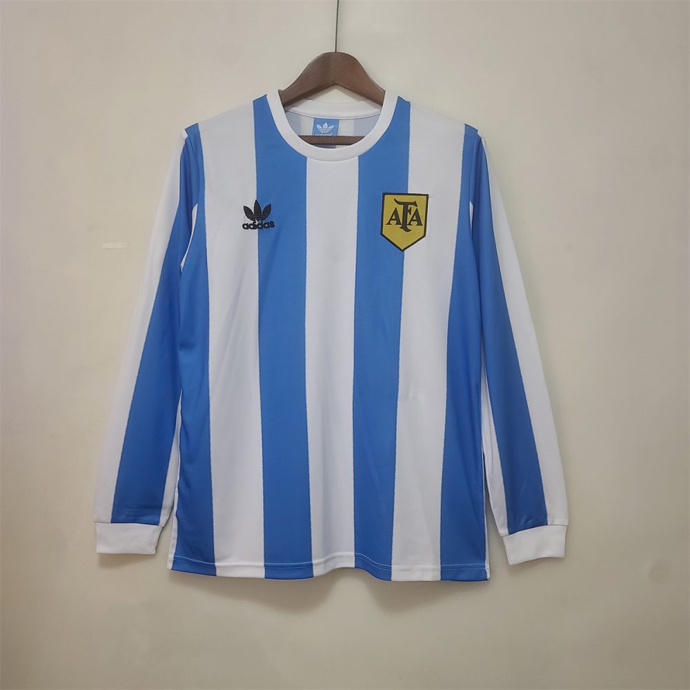 Retro Argentina 1978 Home Long Sleeve jersey Fan Version