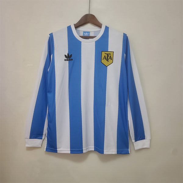 Retro Argentina 1978 Home Long Sleeve jersey Fan Version