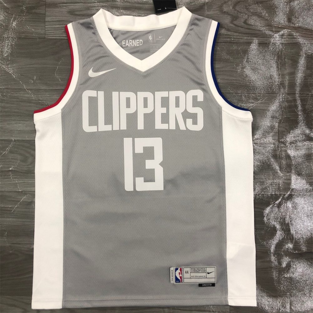NBA Los Angeles Clippers V-Neck Grey Jersey GEORGE#13 S-XXL