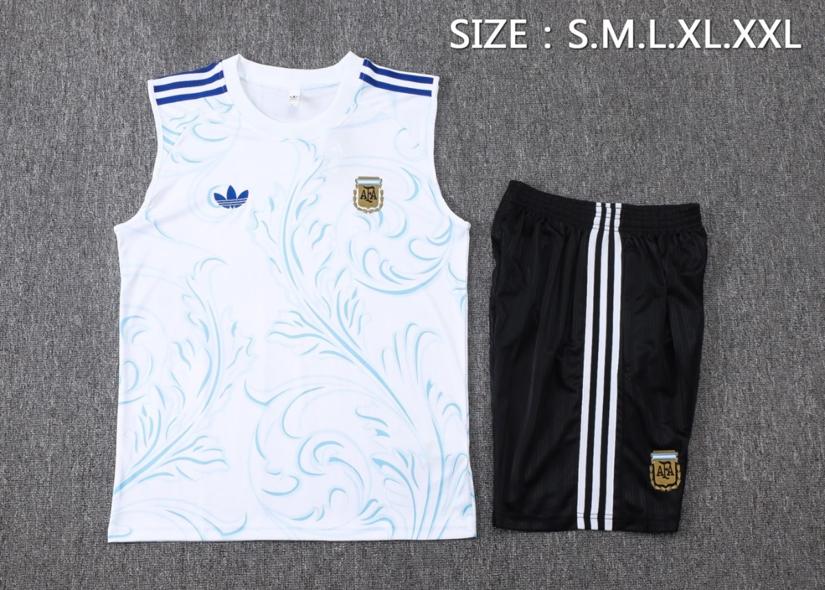 2026 Argentina White Training Set Shirt and Shorts