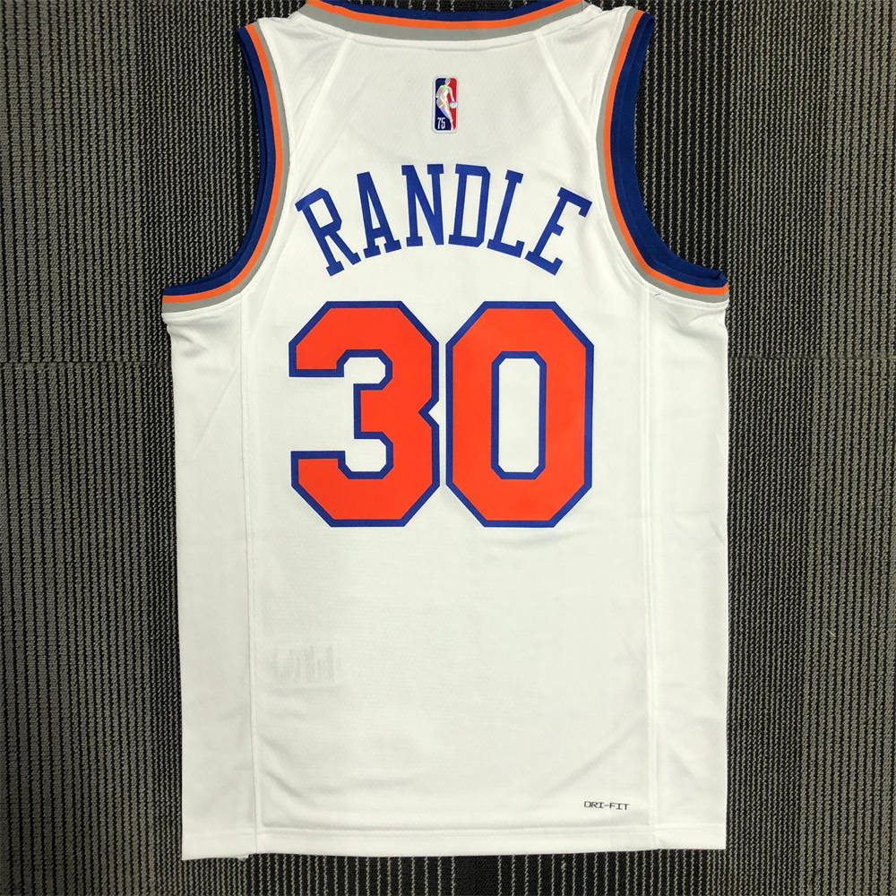 NBA New York Knicks Round Neck White 75th Anniversary jersey RANDLE#30 S-XXL