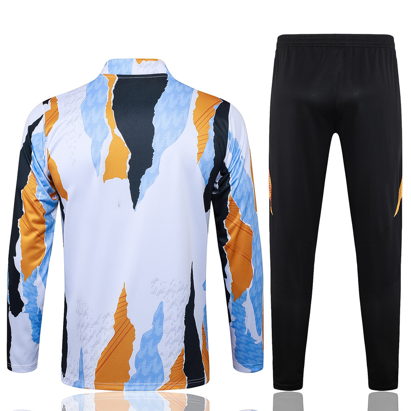 24/25 Real Madrid Blue white yellow Long-sleeved half-pull training kit Football team kit