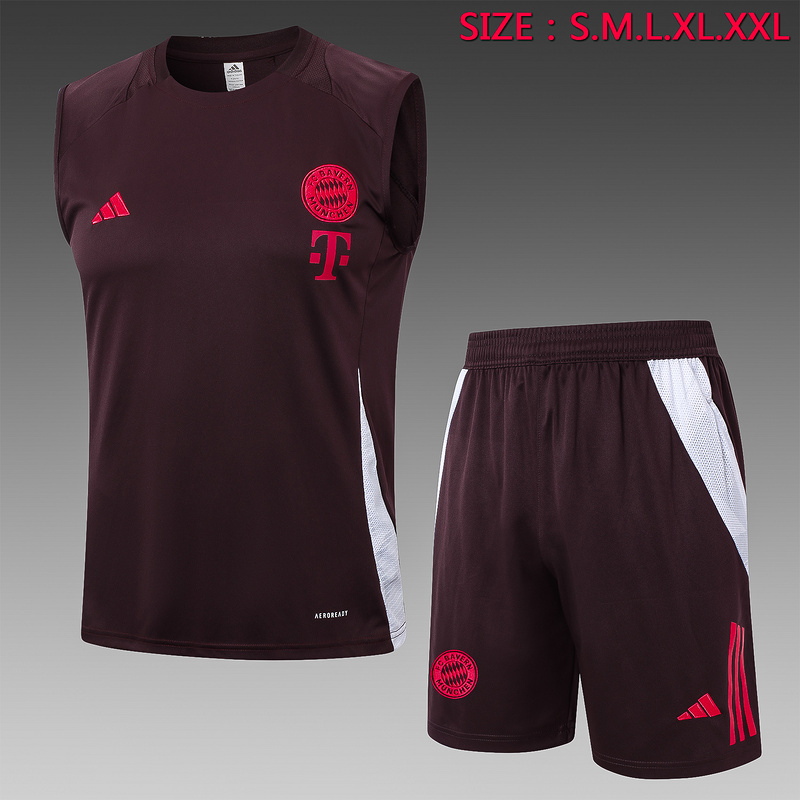 24/25 Bayern Munich Red-brown Training Set Shirt and Shorts